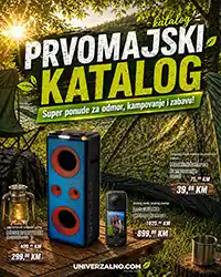 Univerzalno Prvomajski katalog 2026 JBL zvučnici Xiaomi romobil šator akcija